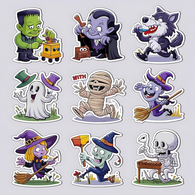 Photo spooky halloween stickers collectio