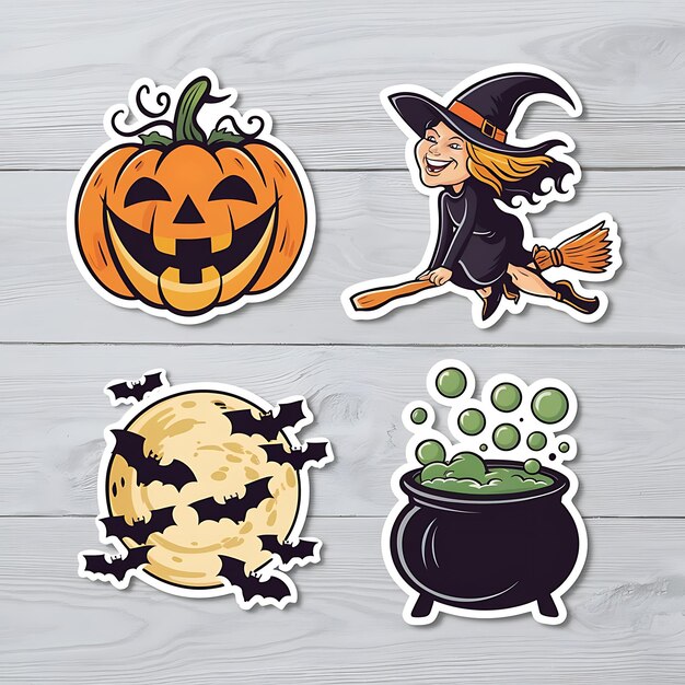 Photo spooky halloween stickers collectio