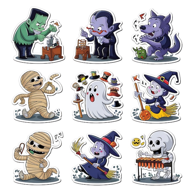 Photo spooky halloween stickers collectio