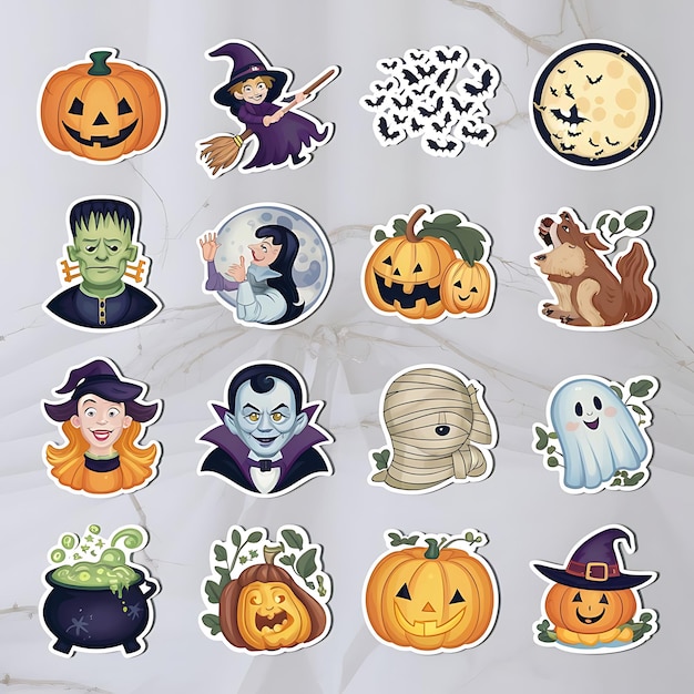 Photo spooky halloween stickers collectio