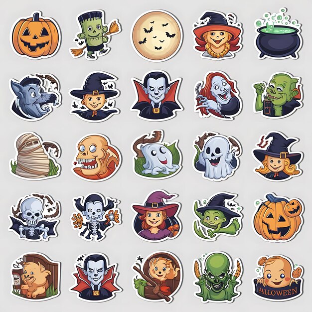 Photo spooky halloween stickers collection