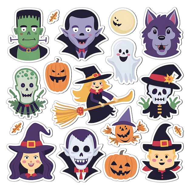 Photo spooky halloween stickers collection