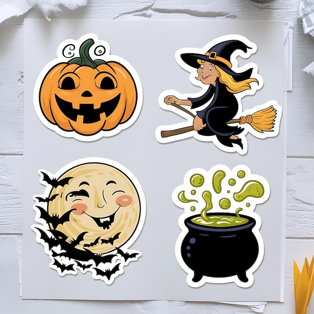 Photo spooky halloween stickers collection