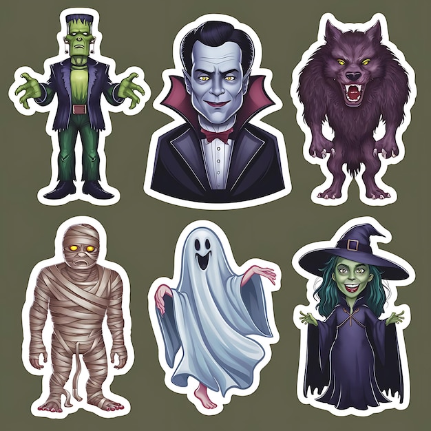 Photo spooky halloween stickers collection