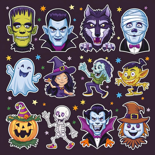 Photo spooky halloween stickers collection