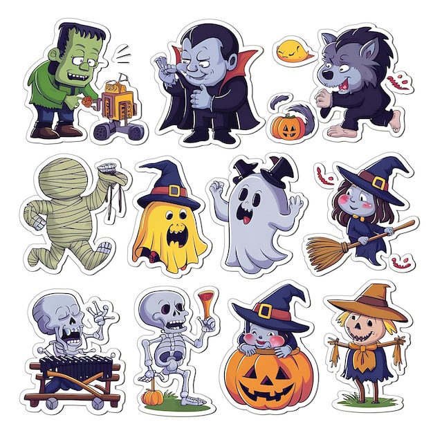 Photo spooky halloween stickers collection