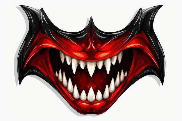 Spooky Halloween Stickers Vampire Fangs Isolated on White Background AI Generated