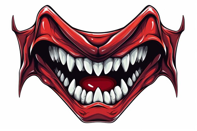 Spooky Halloween Stickers Vampire Fangs Isolated on White Background AI Generated