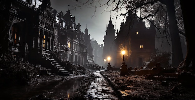 Spooky mansion historic background image