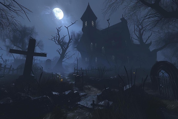 Spooky night landscape wallpaper