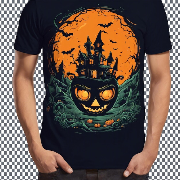 Photo spooky pumpkin design tshirt isolated on transparent background