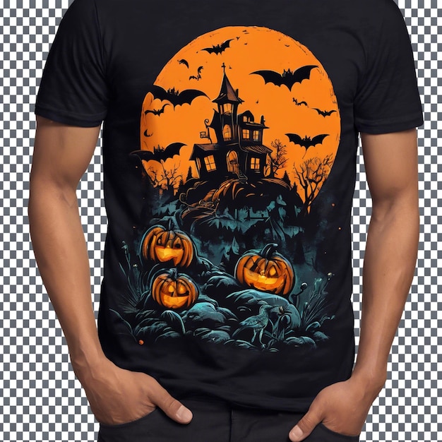 Photo spooky pumpkin design tshirt isolated on transparent background