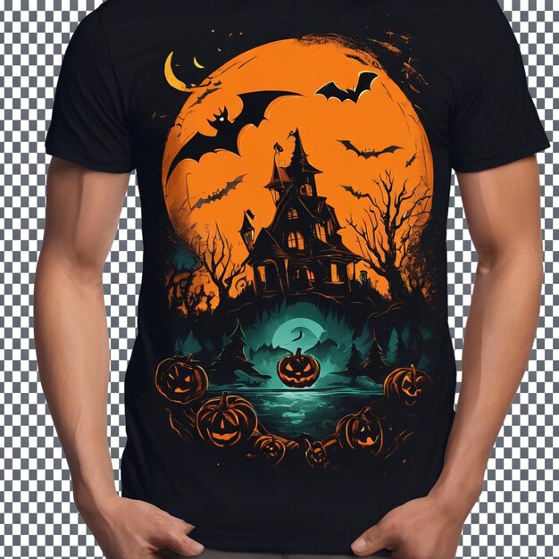 Photo spooky pumpkin design tshirt isolated on transparent background