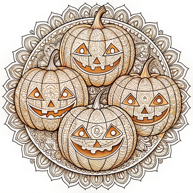 Spooky Pumpkins Coloring Page