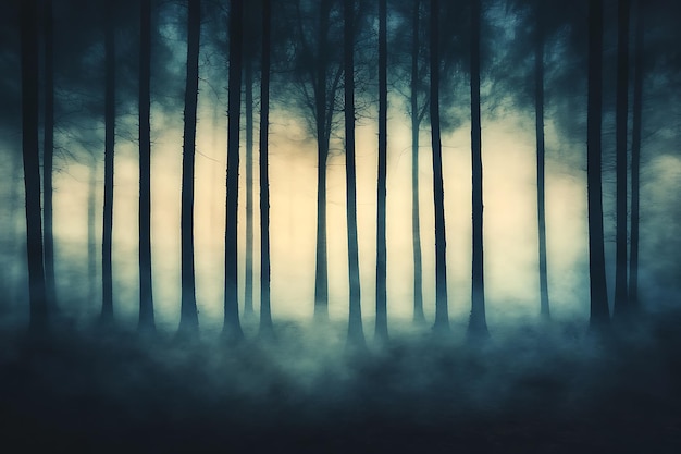 Photo spooky trees with soft blurred tones