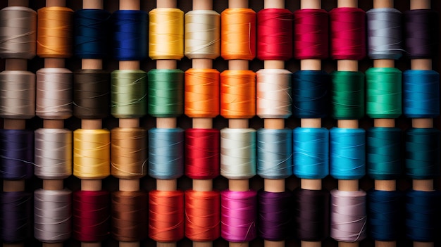 spools of colorful thread sitting on top of one another piled up and ready to be used