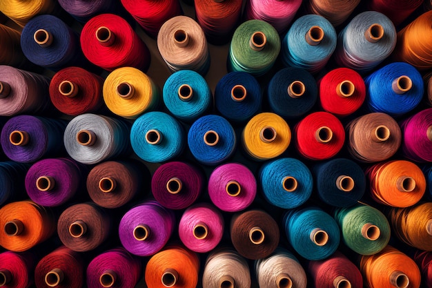 spools of colorful thread sitting on top of one another piled up and ready to be used