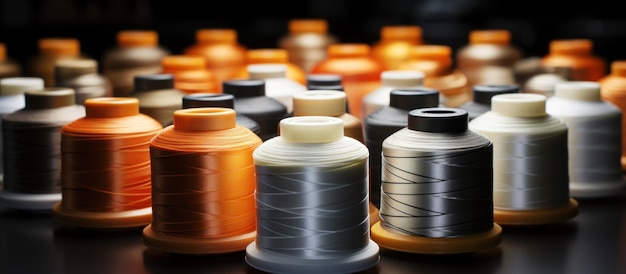 Spools of white and orange thread