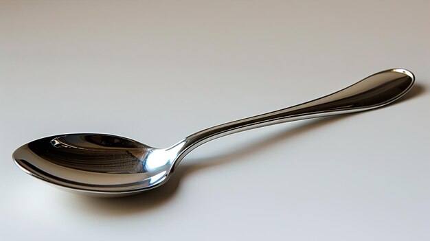 a spoon with a dark handle is shown on a white surface