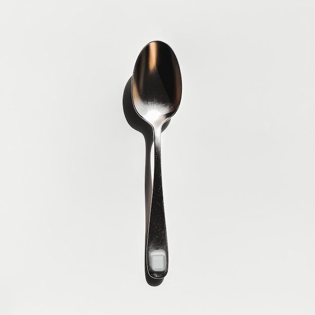 a spoon with a light reflecting on it