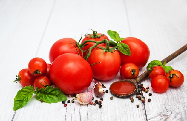 Spoon with tomato sauce