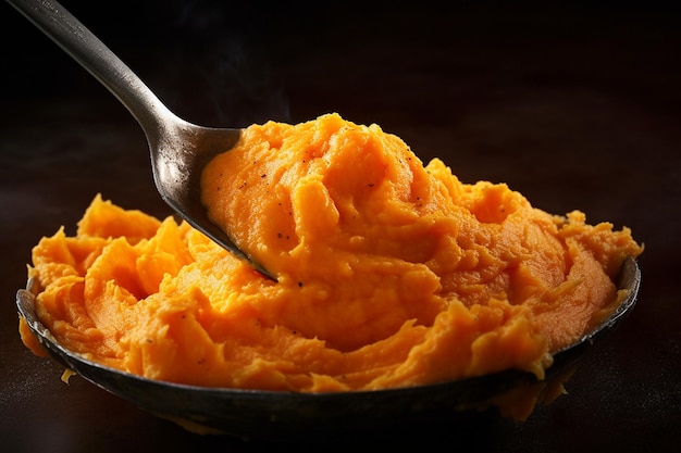 A Spoonful of Homemade Mashed Carrot Generative By Ai