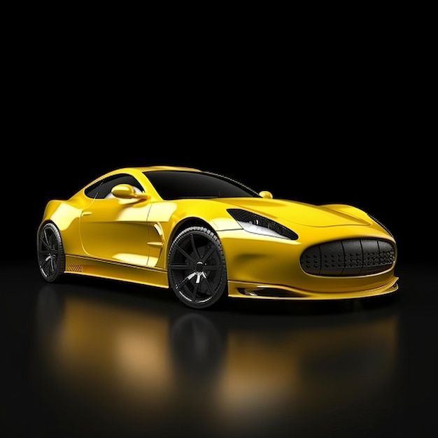 Sport car on black background Illustration AI Generative