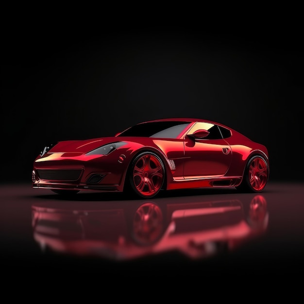 Sport car on black background Illustration AI Generative