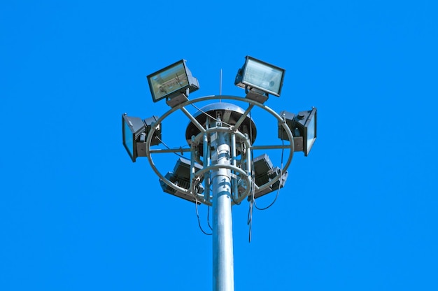 Sport light post on beautiful sky background