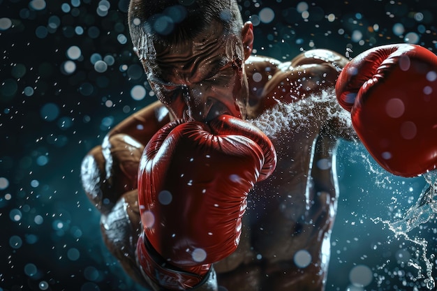 Photo sport male athlete boxer punching