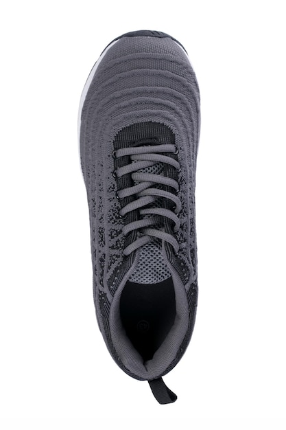 Sport shoes Top view of a gray sneaker made of fabric with dark accents