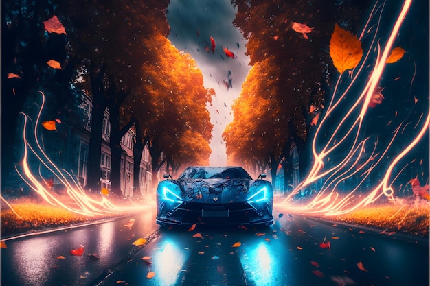 sports car wallpaper, lightning falling speed concept