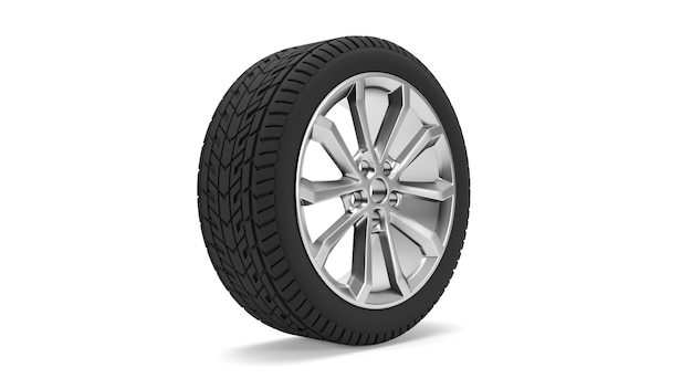 Sports car wheels isolated on white