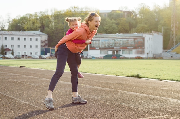 Sports cheerful family