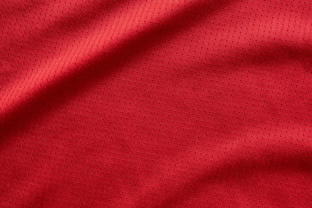 Sports clothing fabric football jersey texture top view red color