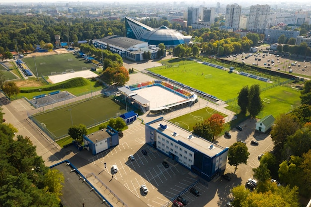 Sports complex in the center of Minsk with outdoor sports grounds for games. Belarus