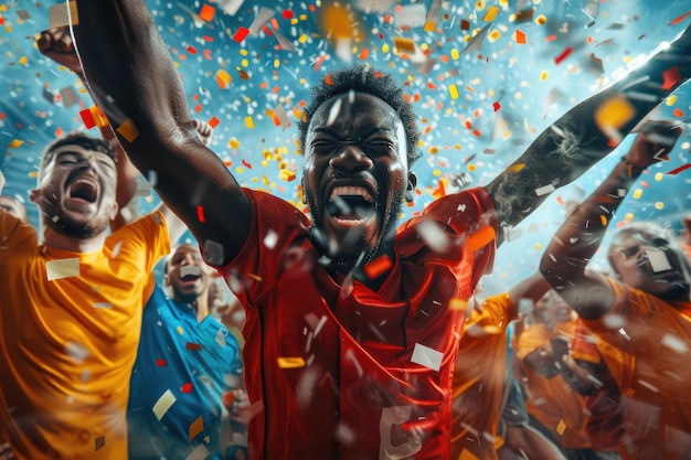 Sports Football Team Rejoicing at Victory