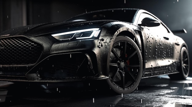 Sports futuristic car on black wallpaper