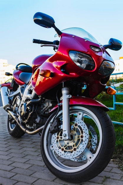 Sports motorcycle closeup Motorcycle elements Biker motorcycle