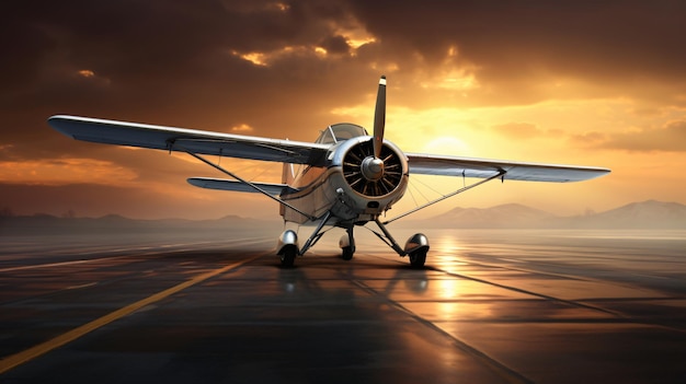 Sports plane on a runway