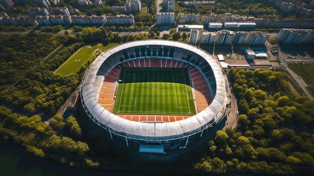 sports stadium view from above beautiful summer day