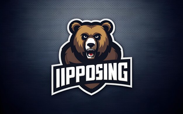 Photo sports team bear mascot logo with bold vector design on solid background