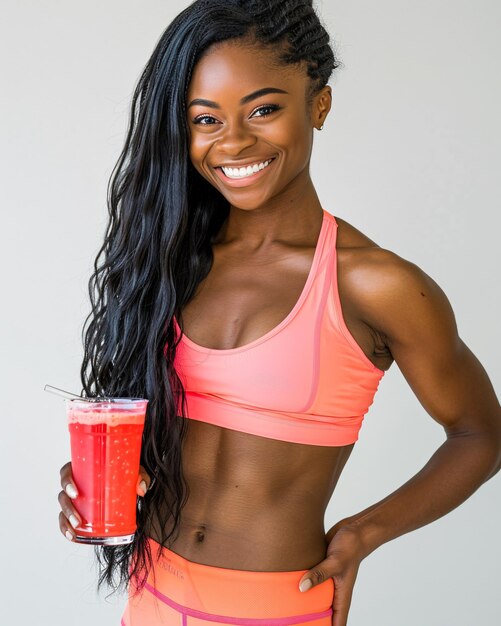 sports woman with sports nutrition on an isolated background