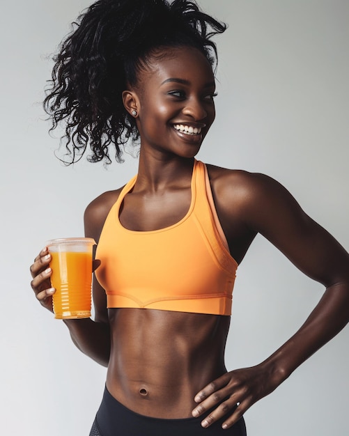 sports woman with sports nutrition on an isolated background