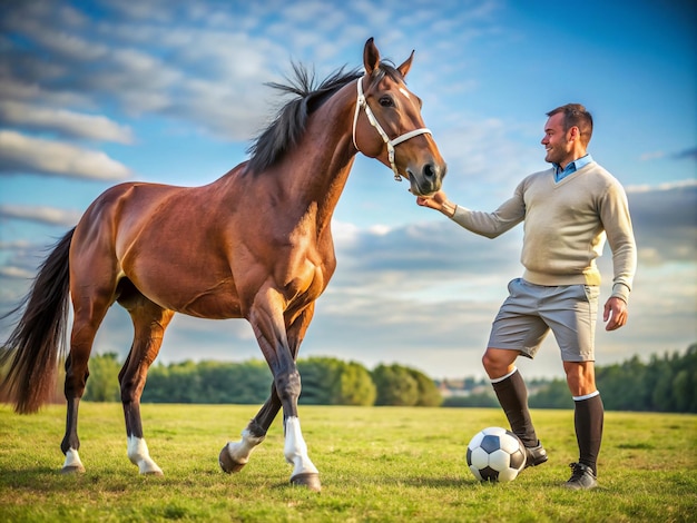 a sportsman teaching Horse Soccer