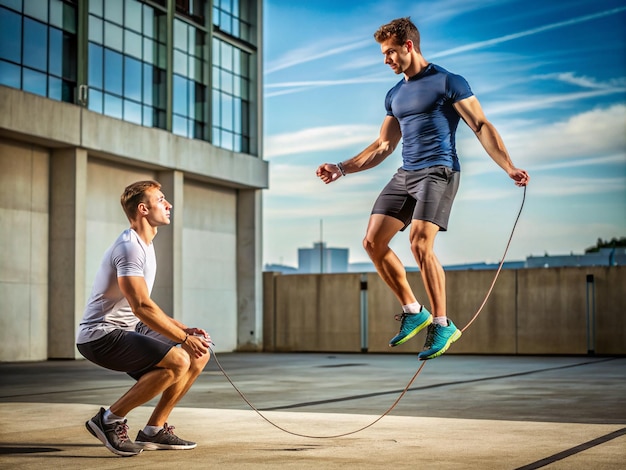 a sportsman teaching Rope Jumping skipping