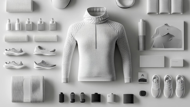 Photo sportswear activewear set mockup on clean background for product showcase