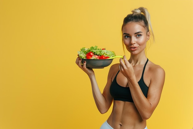 Sportswear Clad Woman Eating Salad