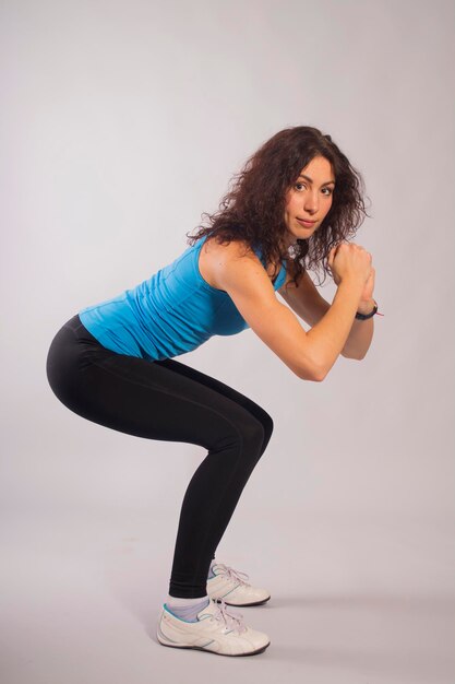 Sportswoman in blue tshirt