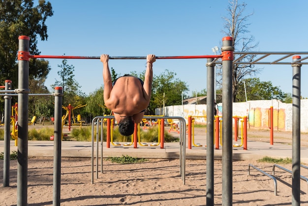 sportswoman doing outdoor gymnastics, athlete, calisthenics